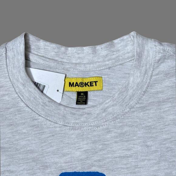 Market Studios PIXEL PEACE SS T-SHIRT Gray/Blue Size M NWT - Picture 3 of 5